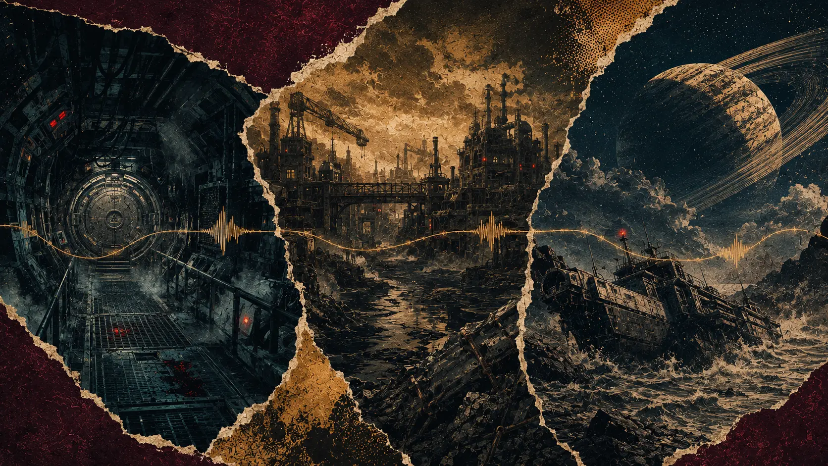 Les trois livres audio Alien sur Audible : La Sortie des profondeurs, Le Fleuve des souffrances et La Mer des désolations.